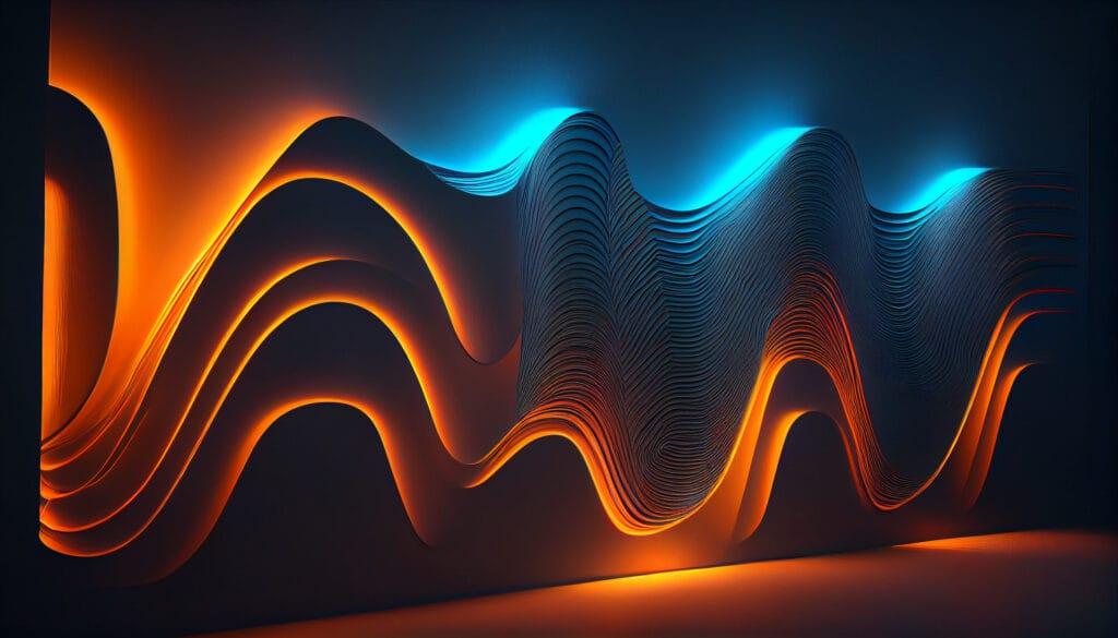 orange and blue neon wavy lights